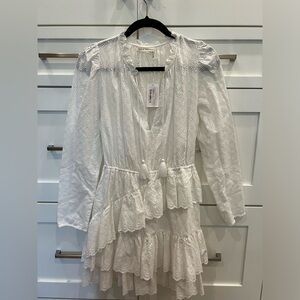 NWT Ulla Johnson white floral long sleeve dress Sz. 4